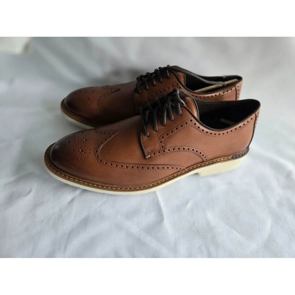 Cole Haan Go To Wing Oxford Wingtip Dress Shoes - British Tan Mens 12 Wide NEW !